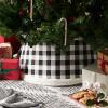 imageDII Christmas Tree Collar Decorative Cover for Metal Stand of Artificial or Live Holiday Xmas Tree 18quot Top Diameter 24quot Base Diameter 12quot Height Green White TrimFarmhouse Buffalo Check  Black  White