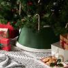 imageDII Christmas Tree Collar Decorative Cover for Metal Stand of Artificial or Live Holiday Xmas Tree 18quot Top Diameter 24quot Base Diameter 12quot Height Green White TrimGreen  White Trim