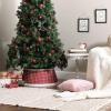 imageDII Christmas Tree Collar Decorative Cover for Metal Stand of Artificial or Live Holiday Xmas Tree 18quot Top Diameter 24quot Base Diameter 12quot Height Green White TrimRed Plaid