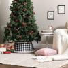 imageDII Christmas Tree Collar Decorative Cover for Metal Stand of Artificial or Live Holiday Xmas Tree 18quot Top Diameter 24quot Base Diameter 12quot Height Green White TrimFarmhouse Buffalo Check  Black  White