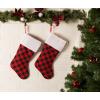 imageDII Decorative Christmas Family Stocking Set Holiday Dcor with Hanging Loop 20x7 Farmhouse Buffalo Check Red ampamp Black 2 PieceFarmhouse Buffalo Check  Red  Black