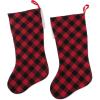 imageDII Decorative Christmas Family Stocking Set Holiday Dcor with Hanging Loop 20x7 Farmhouse Buffalo Check Red ampamp Black 2 PieceFarmhouse Buffalo Check  Red  Black