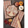 imageDII Fall Kitchen Dcor Collection Dish Towel ampamp Potholder Hostess Gift Set Pumpkin Lady 3 PieceGobble TurkeyPlaid