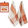 imageDII Fall Kitchen Dcor Collection Dish Towel ampamp Potholder Hostess Gift Set Pumpkin Lady 3 PiecePumpkin Patch