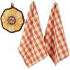 imageDII Fall Kitchen Dcor Collection Dish Towel ampamp Potholder Hostess Gift Set Pumpkin Lady 3 PieceSunflowersOrange Buffalo Check