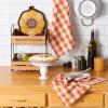 imageDII Fall Kitchen Dcor Collection Dish Towel ampamp Potholder Hostess Gift Set Pumpkin Lady 3 PieceSunflowersOrange Buffalo Check