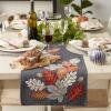 imageDII Fall Table Dcor Embroidered Tabletop for Thanksgiving Dining Table Runner 14x70 White PumpkinAutumn Leaves