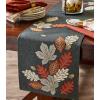 imageDII Fall Table Dcor Embroidered Tabletop for Thanksgiving Dining Table Runner 14x70 White PumpkinAutumn Leaves