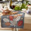 imageDII Fall Table Dcor Embroidered Tabletop for Thanksgiving Dining Table Runner 14x70 White PumpkinAutumn Leaves