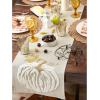 imageDII Fall Table Dcor Embroidered Tabletop for Thanksgiving Dining Table Runner 14x70 White PumpkinScattered Leaves