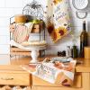 imageDII Thanksgiving Fall Kitchen Towels Collection Decorative Embellished Dish Towel Set 18x28 Falling Leaves 2 CountSunflowers  Pumpkins  Pie