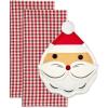 imageDII Christmas Kitchen Accessories ampamp Dcor Gift Set Pot Holder ampamp Dish Towels O Christmas Tree 3 PieceJolly Santa
