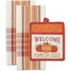 imageDII Fall Kitchen Dcor Collection Dish Towel ampamp Potholder Hostess Gift Set Pumpkin Lady 3 PiecePumpkin Patch
