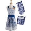 imageDII Kitchen Gift Set Collection Pot Holder ampamp 3 Dish Towels Fresh Herbs 4 PieceBlue Market