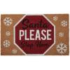 imageDII Outdoor Christmas Door Mat Collection Natural Coir Doormat ampamp Front Porch Dcor 17x29 Santa Belly GoldSanta Please Stop