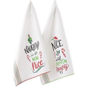 imageDII Christmas Fun Collection Printed Dishtowel Set 18x28 North Pole 3 PieceNaughtyNice