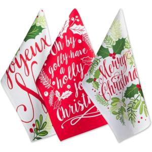 imageDII Christmas Fun Collection Printed Dishtowel Set 18x28 North Pole 3 PiecePrinted Holly