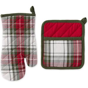 imageDII Christmas Kitchen Accessories ampamp Dcor Gift Set Pot Holder ampamp Dish Towels O Christmas Tree 3 PieceHoliday Plaid