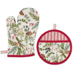 imageDII Christmas Kitchen Accessories ampamp Dcor Gift Set Pot Holder ampamp Dish Towels O Christmas Tree 3 PieceHoliday Sprigs