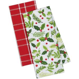 imageDII Christmas Kitchen Towel Set Floral Tea Towels for Baking Cleaning Entertainment ampamp Cooking 18x28 Woodland Holiday 2 PieceBoughs of Holly