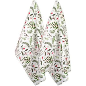 imageDII Christmas Kitchen Towel Set Floral Tea Towels for Baking Cleaning Entertainment ampamp Cooking 18x28 Woodland Holiday 2 PieceHoliday Sprigs
