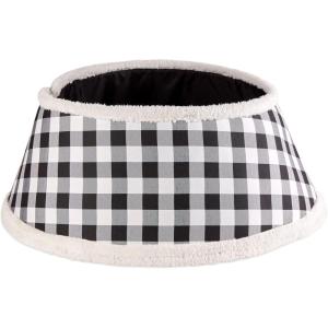 imageDII Christmas Tree Collar Decorative Cover for Metal Stand of Artificial or Live Holiday Xmas Tree 18quot Top Diameter 24quot Base Diameter 12quot Height Green White TrimFarmhouse Buffalo Check  Black  White