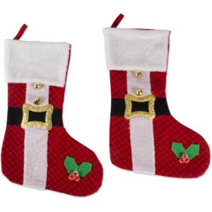 imageDII Decorative Christmas Family Stocking Set Holiday Dcor with Hanging Loop 20x7 Farmhouse Buffalo Check Red ampamp Black 2 PieceSantas Belt