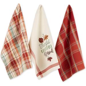 imageDII Fall Basics Kitchen Dishtowel Collection Printed ampamp Plaid Fall Dish Towel Set 18x28 Be Thankful Plaid 2 CountBlessed