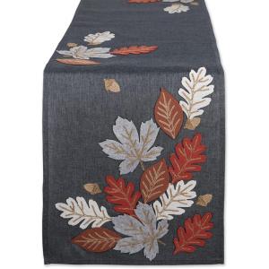 imageDII Fall Table Dcor Embroidered Tabletop for Thanksgiving Dining Table Runner 14x70 White PumpkinAutumn Leaves