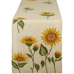 imageDII Fall Table Dcor Embroidered Tabletop for Thanksgiving Dining Table Runner 14x70 White PumpkinSunflowers