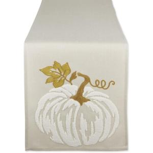 imageDII Fall Table Dcor Embroidered Tabletop for Thanksgiving Dining Table Runner 14x70 White PumpkinWhite Pumpkin