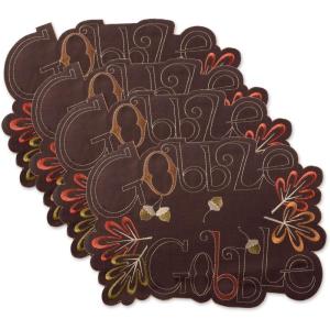 imageDII Fall Table Decorations Thanksgiving Placemat Set 14x19 Embroidered Turkey 4 CountEmbroidered Gobble Gobble