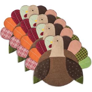 imageDII Fall Table Decorations Thanksgiving Placemat Set 14x19 Embroidered Turkey 4 CountEmbroidered Turkey