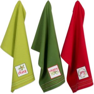 imageDII Holiday Kitchen Towels Embroidered Dish Towel Set 18x28 Cozy Christmas 3 PieceCheers Merry  Joy