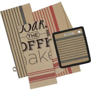 imageDII Kitchen Gift Set Collection Pot Holder ampamp 3 Dish Towels Fresh Herbs 4 PieceButcher Block Stripe