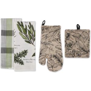imageDII Kitchen Gift Set Collection Pot Holder ampamp 3 Dish Towels Fresh Herbs 4 PieceFresh Herbs