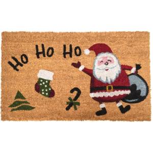 imageDII Outdoor Christmas Door Mat Collection Natural Coir Doormat ampamp Front Porch Dcor 17x29 Santa Belly GoldSanta Ho Ho Ho