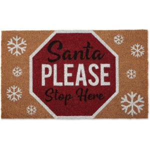 imageDII Outdoor Christmas Door Mat Collection Natural Coir Doormat ampamp Front Porch Dcor 17x29 Santa Belly GoldSanta Please Stop