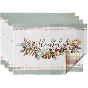 imageDII Thankful Autumn Collection Fall Tabletop Decoration Reversible Placemat Set 13x19 Falls Bounty 4 PieceFalls Bounty