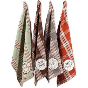 imageDII Thanksgiving Fall Kitchen Towels Collection Decorative Embellished Dish Towel Set 18x28 Wishes 2 CountCozy Picnic Plaid