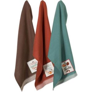 imageDII Thanksgiving Fall Kitchen Towels Collection Decorative Embellished Dish Towel Set 18x28 Wishes 2 CountGrateful