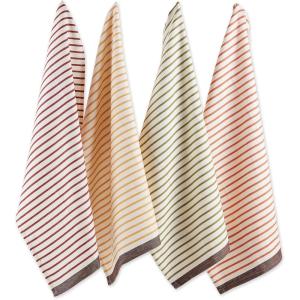 imageDII Thanksgiving Fall Kitchen Towels Collection Decorative Embellished Dish Towel Set 18x28 Wishes 2 CountHarvest Stripe