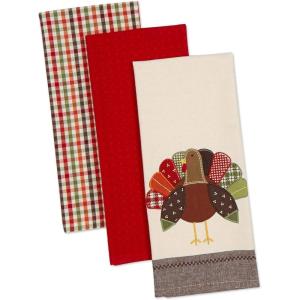 imageDII Thanksgiving Fall Kitchen Towels Collection Decorative Embellished Dish Towel Set 18x28 Wishes 2 CountTurkey