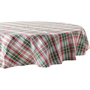 imageDII Yuletide Plaid Christmas Collection Holiday Dining Table Linen Tablecloth 60x84 Forest Green ampamp Maroon70 Round