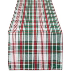imageDII Yuletide Plaid Christmas Collection Holiday Dining Table Linen Tablecloth 60x84 Forest Green ampamp MaroonTable Runner  14x108