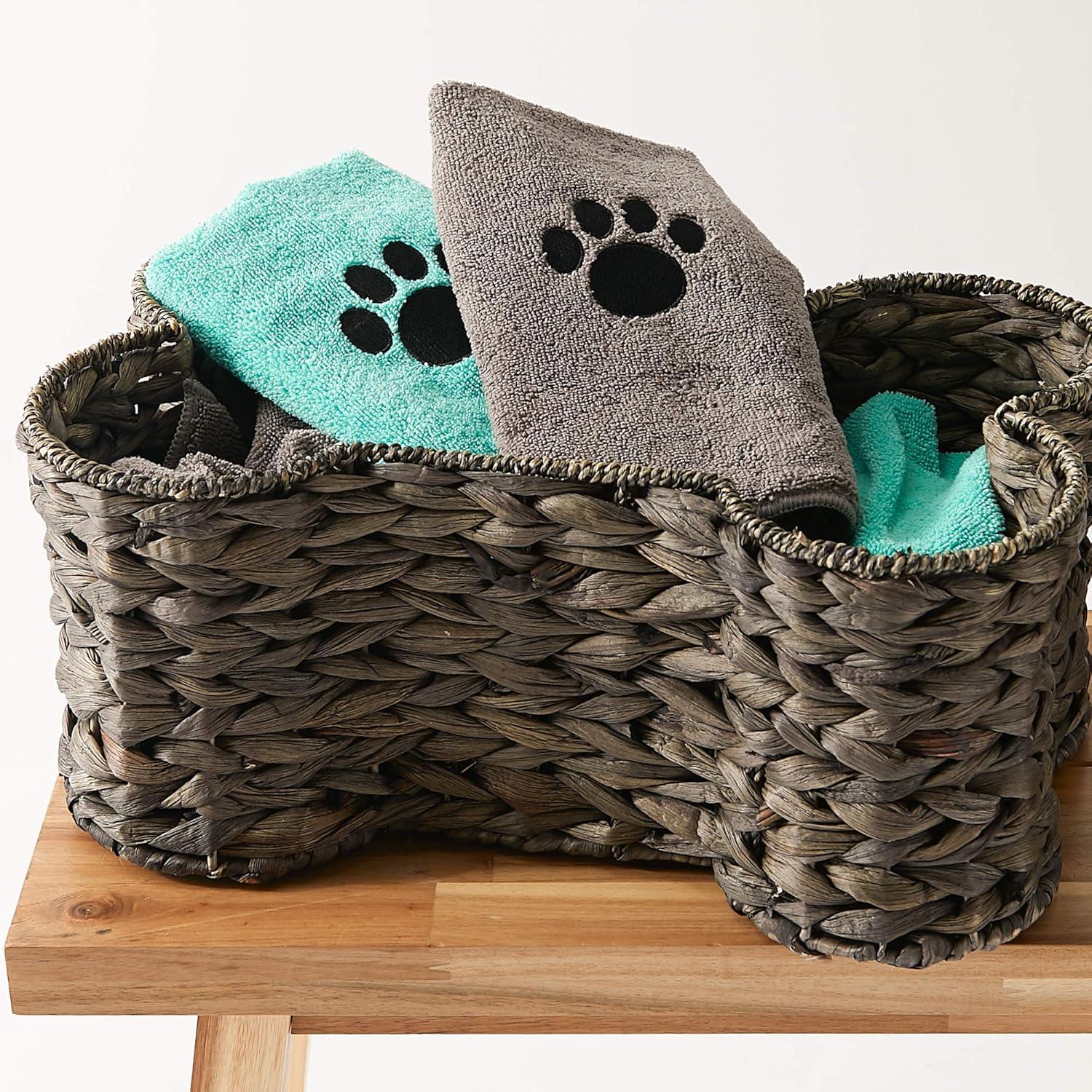 imageBone Dry Pet Grooming Embroidered Microfiber Towel Drying Collection 15x30 Hunter GreenAqua