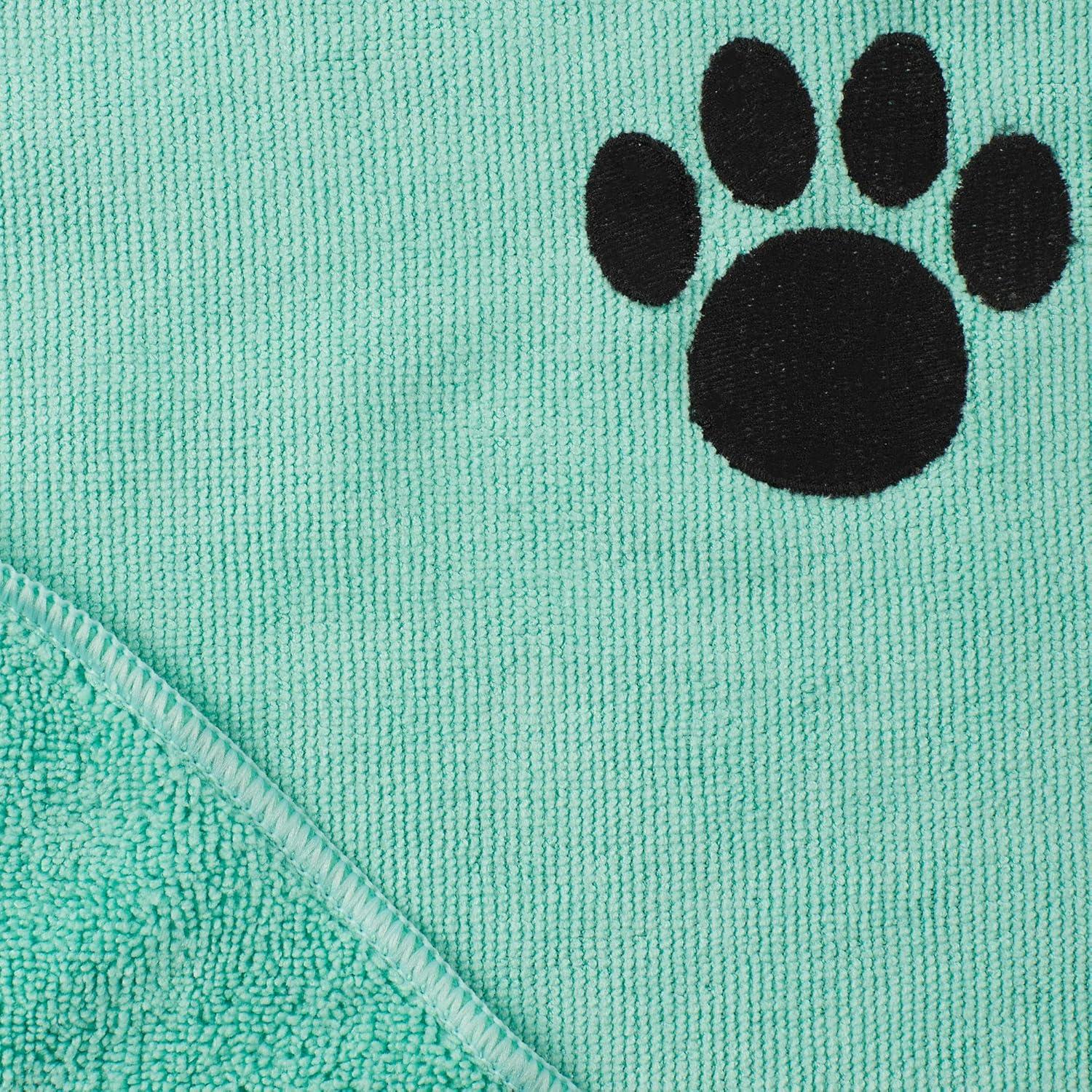 imageBone Dry Pet Grooming Embroidered Microfiber Towel Drying Collection 15x30 Hunter GreenAqua