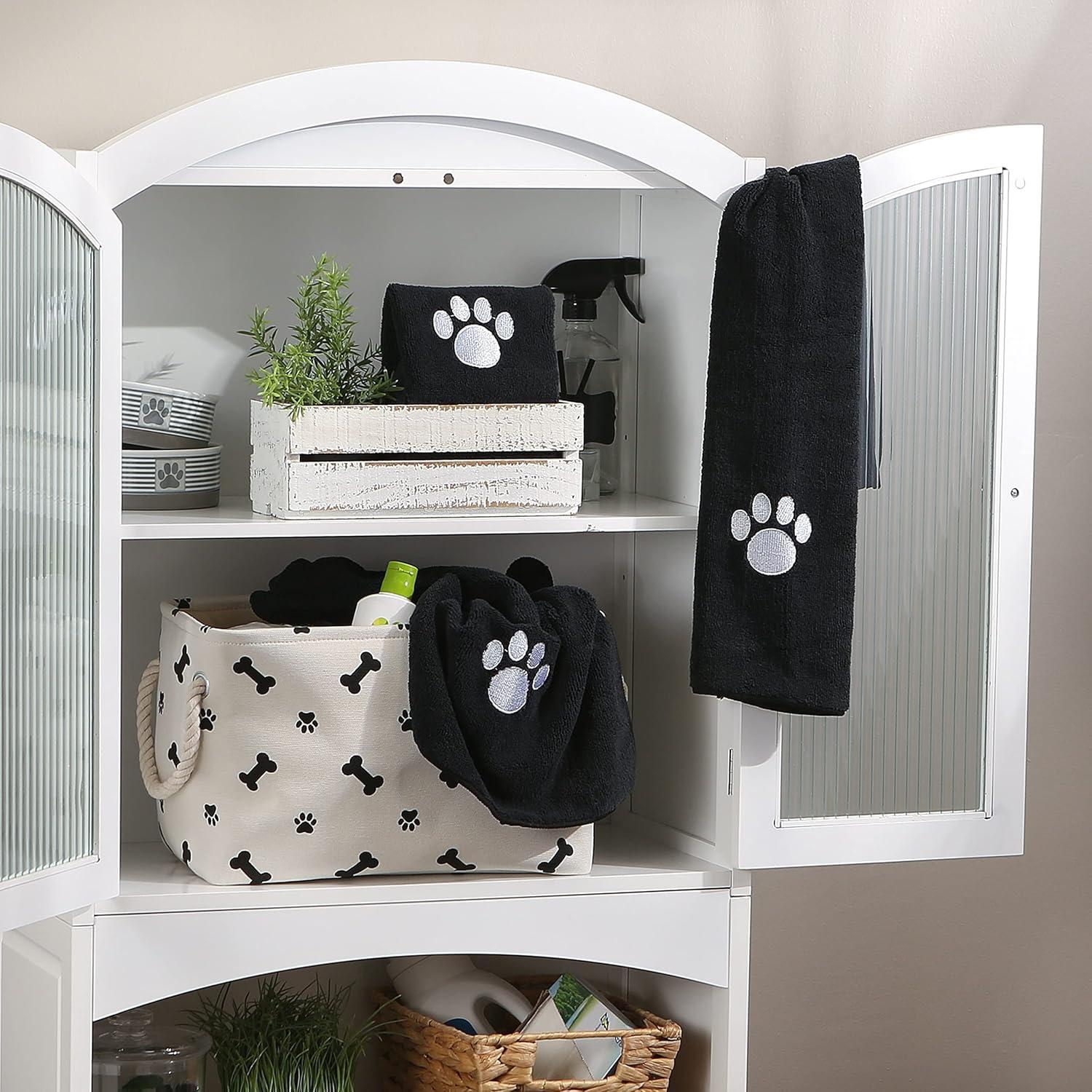 imageBone Dry Pet Grooming Embroidered Microfiber Towel Drying Collection 15x30 Hunter GreenBlack
