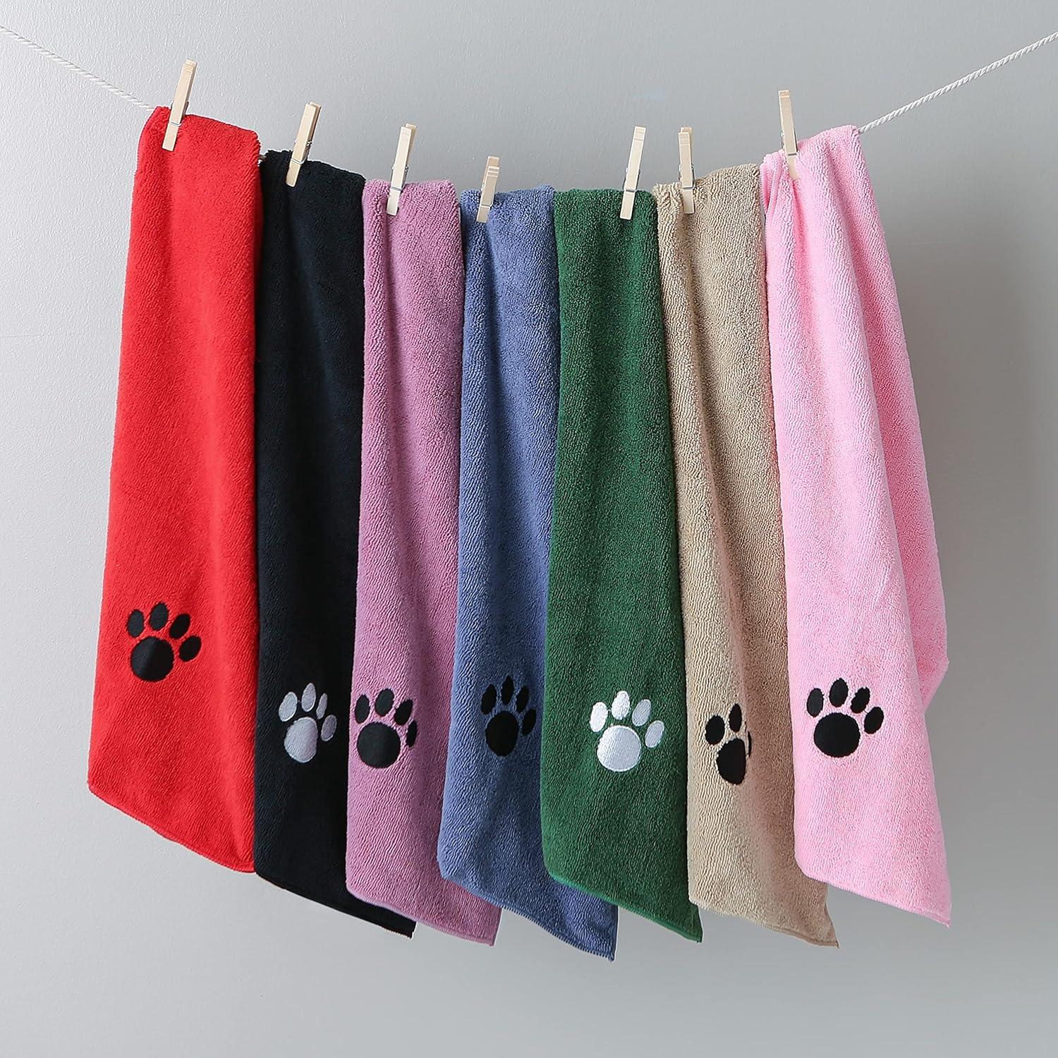 imageBone Dry Pet Grooming Embroidered Microfiber Towel Drying Collection 15x30 Hunter GreenBlack
