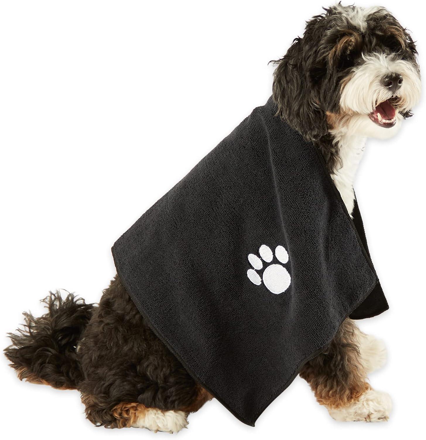 imageBone Dry Pet Grooming Embroidered Microfiber Towel Drying Collection 15x30 Hunter GreenBlack